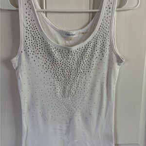 Calvin Klein White Embellished Tank Top